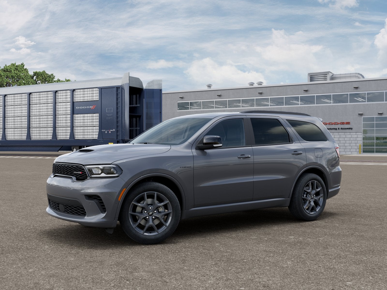 2026 Dodge Durango GT Plus HEMI V8 in Destroyer Gray Clear-Coat Exterior Paint — front three-quarter view
