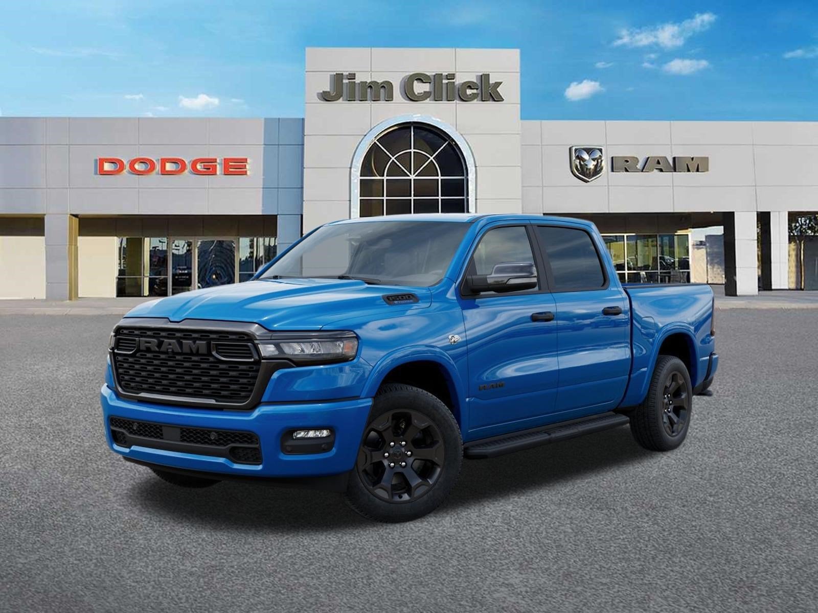 2026 RAM 1500 Big Horn in Hydro Blue Pearl-Coat Exterior Paint — front three-quarter view