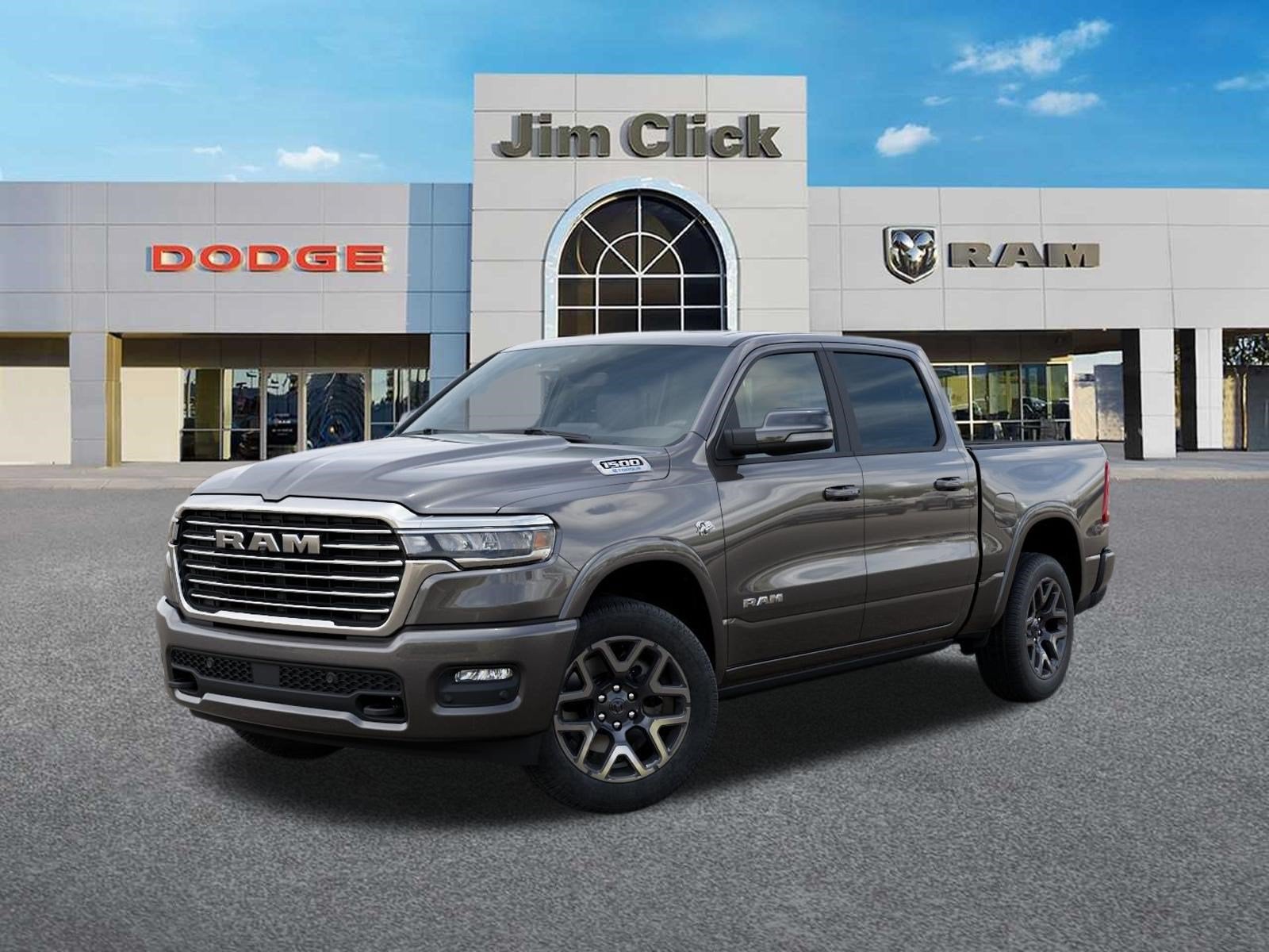 2026 RAM 1500 Laramie in Granite Crystal Metallic Clear-Coat Exterior Paint — front three-quarter view