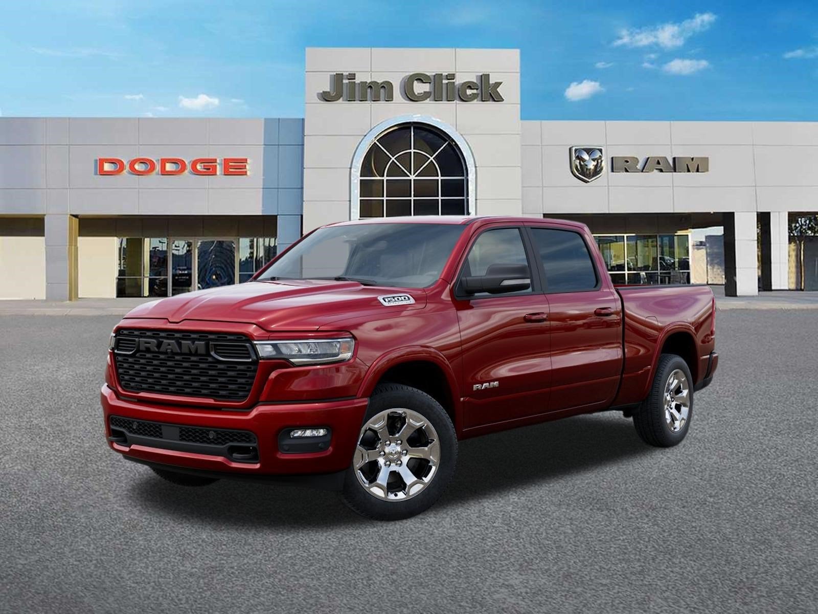 2026 RAM 1500 Big Horn in Molten Red Pearl-Coat Exterior Paint — front three-quarter view