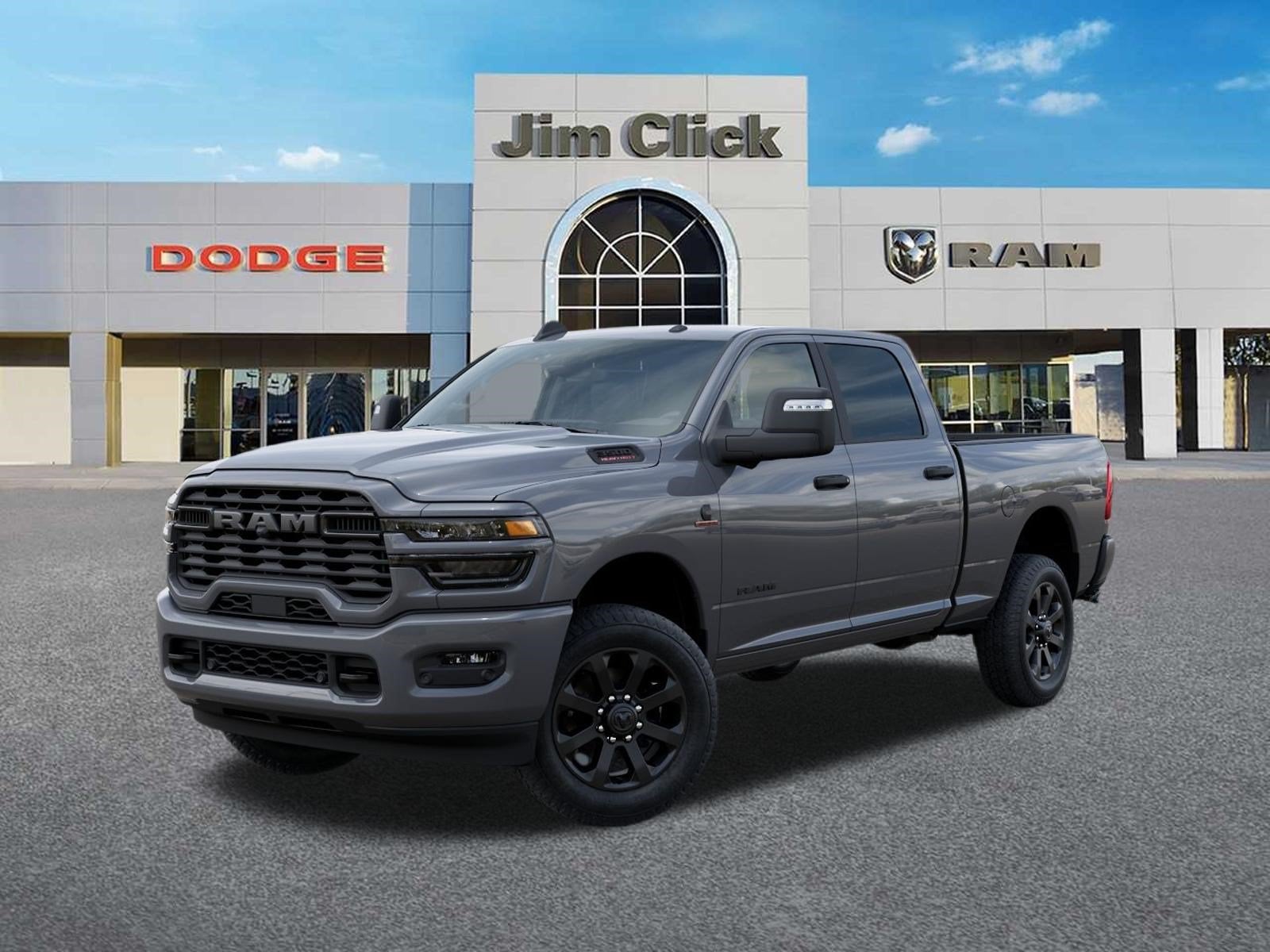 2026 RAM 3500 Big Horn in Ceramic Gray Clear-Coat Exterior Paint — front three-quarter view