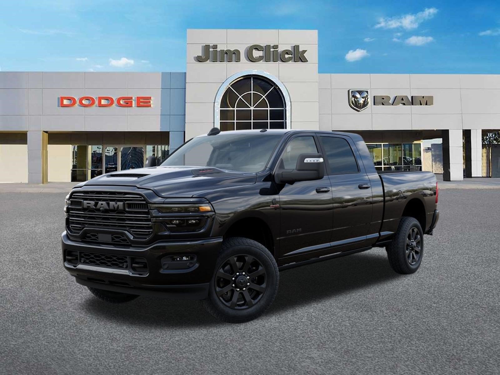 2026 RAM 2500 Laramie in Diamond Black Crystal Pearl-Coat Exterior Paint — front three-quarter view