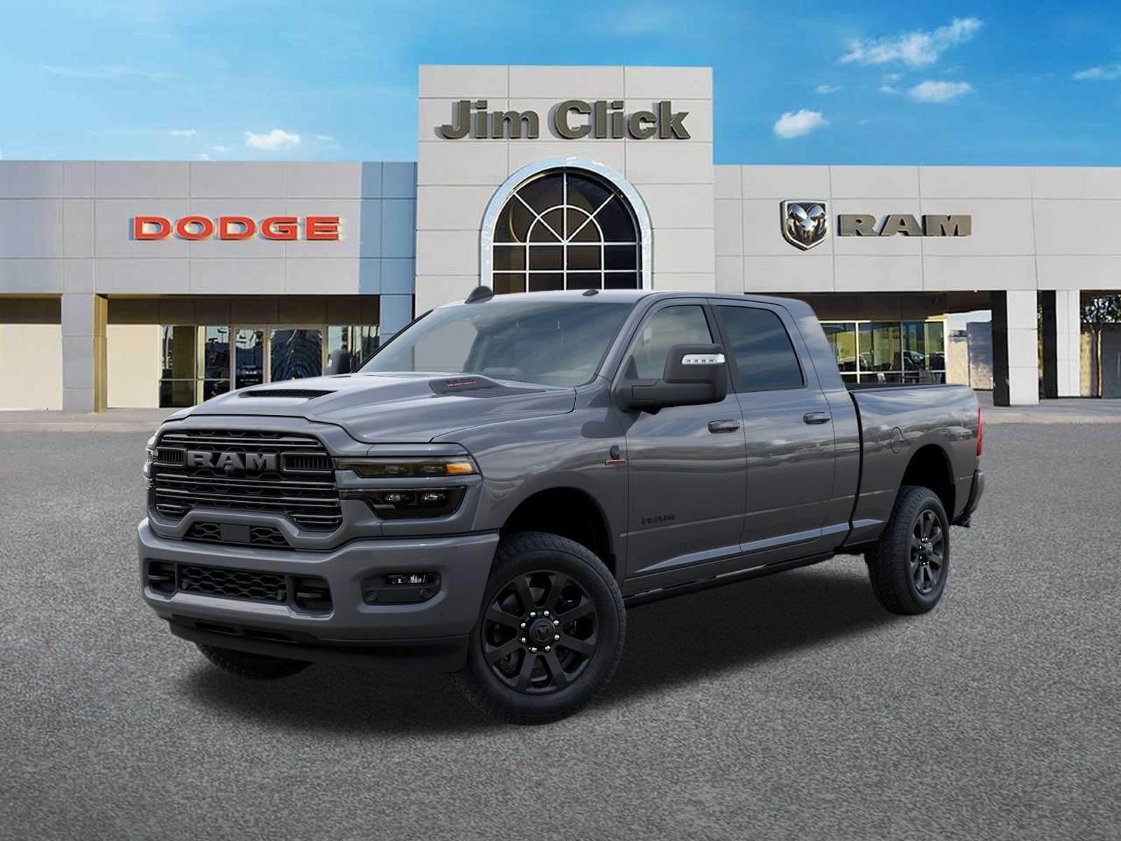 2026 RAM 2500 Laramie in Ceramic Gray Clear-Coat Exterior Paint — front three-quarter view