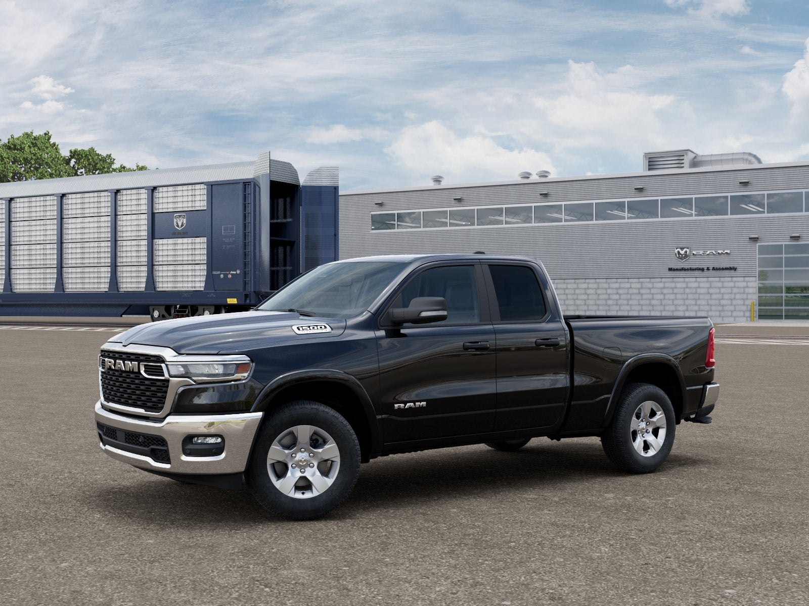 2026 RAM Ram 1500 RAM 1500 BIG HORN QUAD CAB 4X2 6'4' BOX in Diamond Black Crystal Pearl-Coat Exterior Paint — front three-quarter view