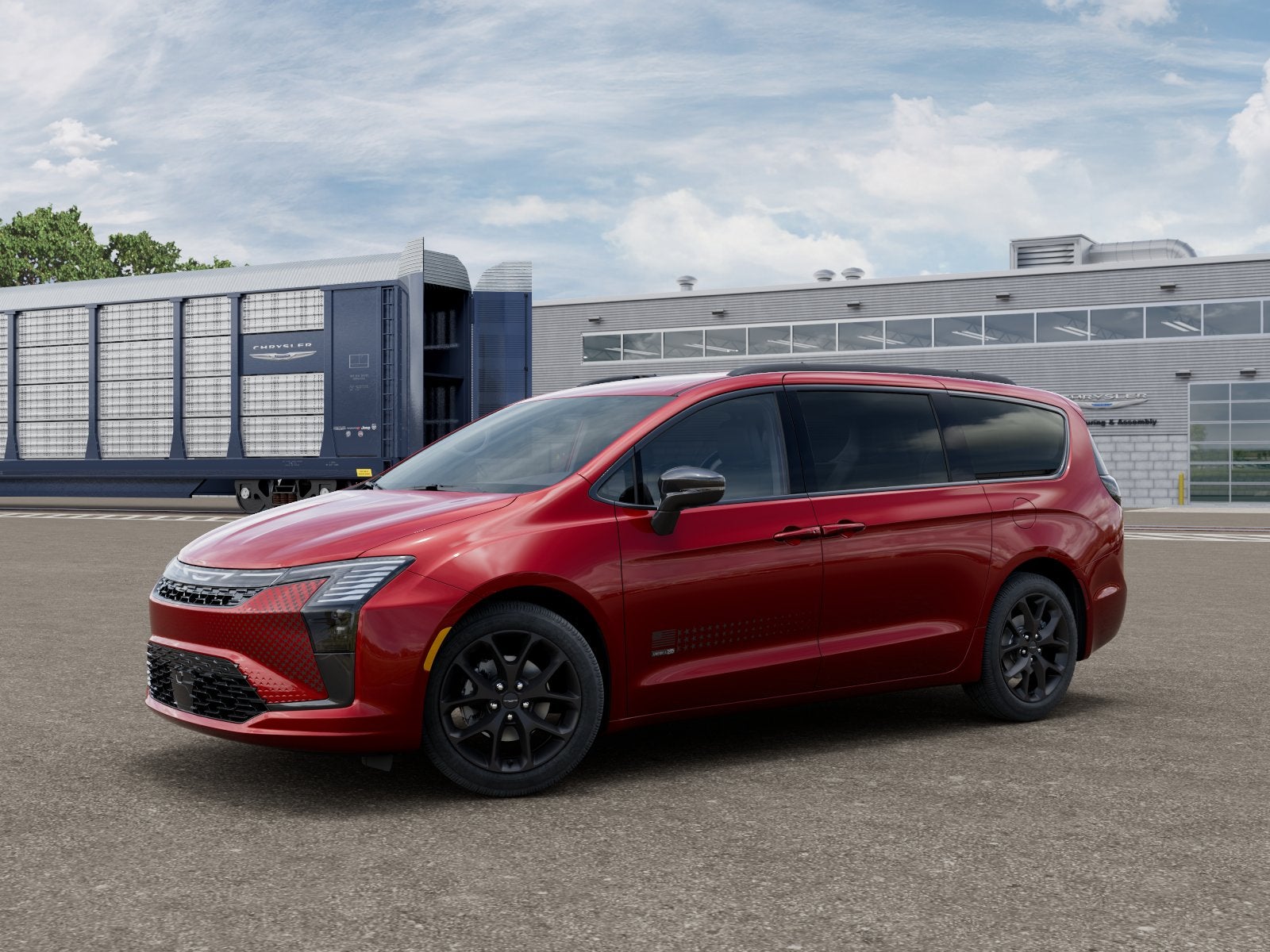 2027 Chrysler Pacifica PACIFICA SELECT in Red Hot Pearl-Coat Exterior Paint — front three-quarter view