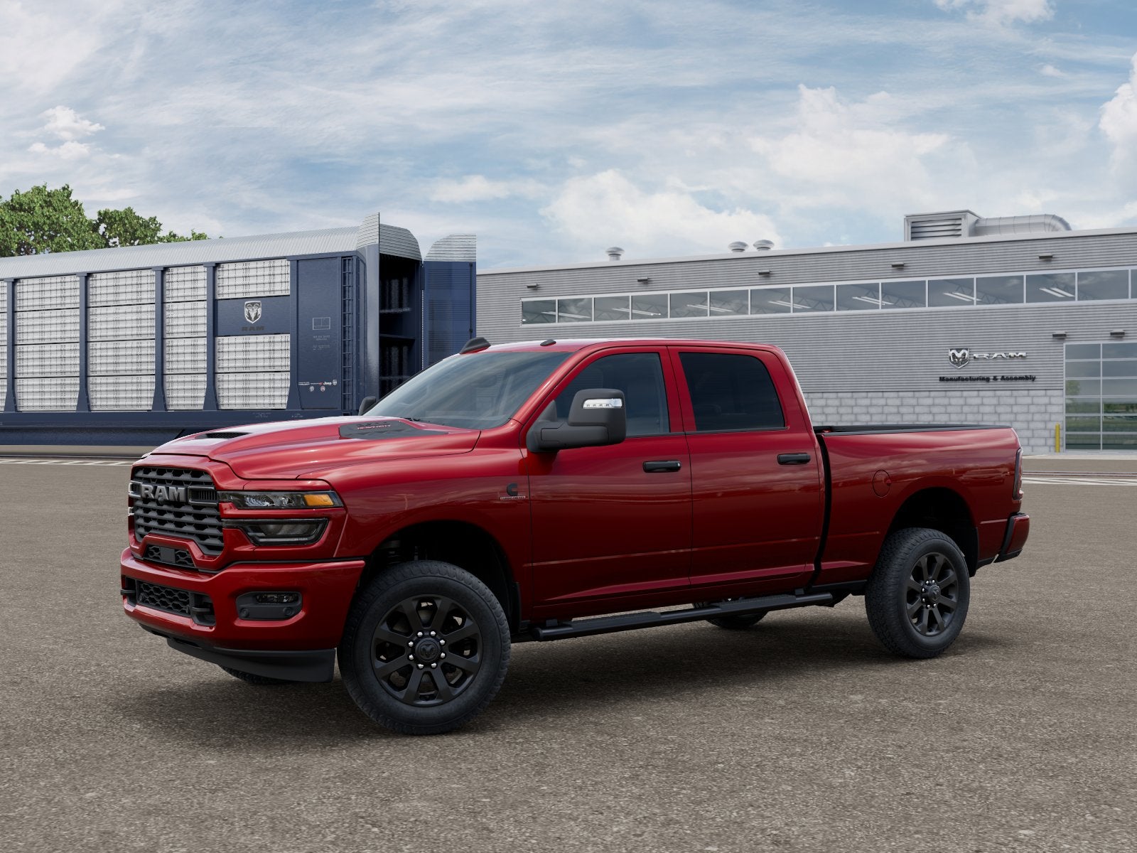 2026 RAM Ram 2500 RAM 2500 BLACK EXPRESS CREW CAB 4X4 6'4' BOX in Molten Red Pearl-Coat Exterior Paint — front three-quarter view