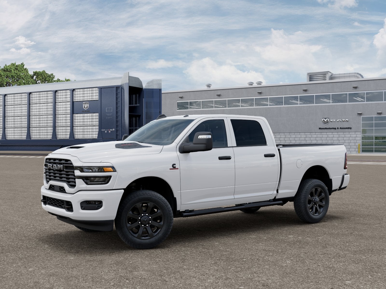 2026 RAM Ram 2500 RAM 2500 BLACK EXPRESS CREW CAB 4X4 6'4' BOX in Bright White Clear-Coat Exterior Paint — front three-quarter view