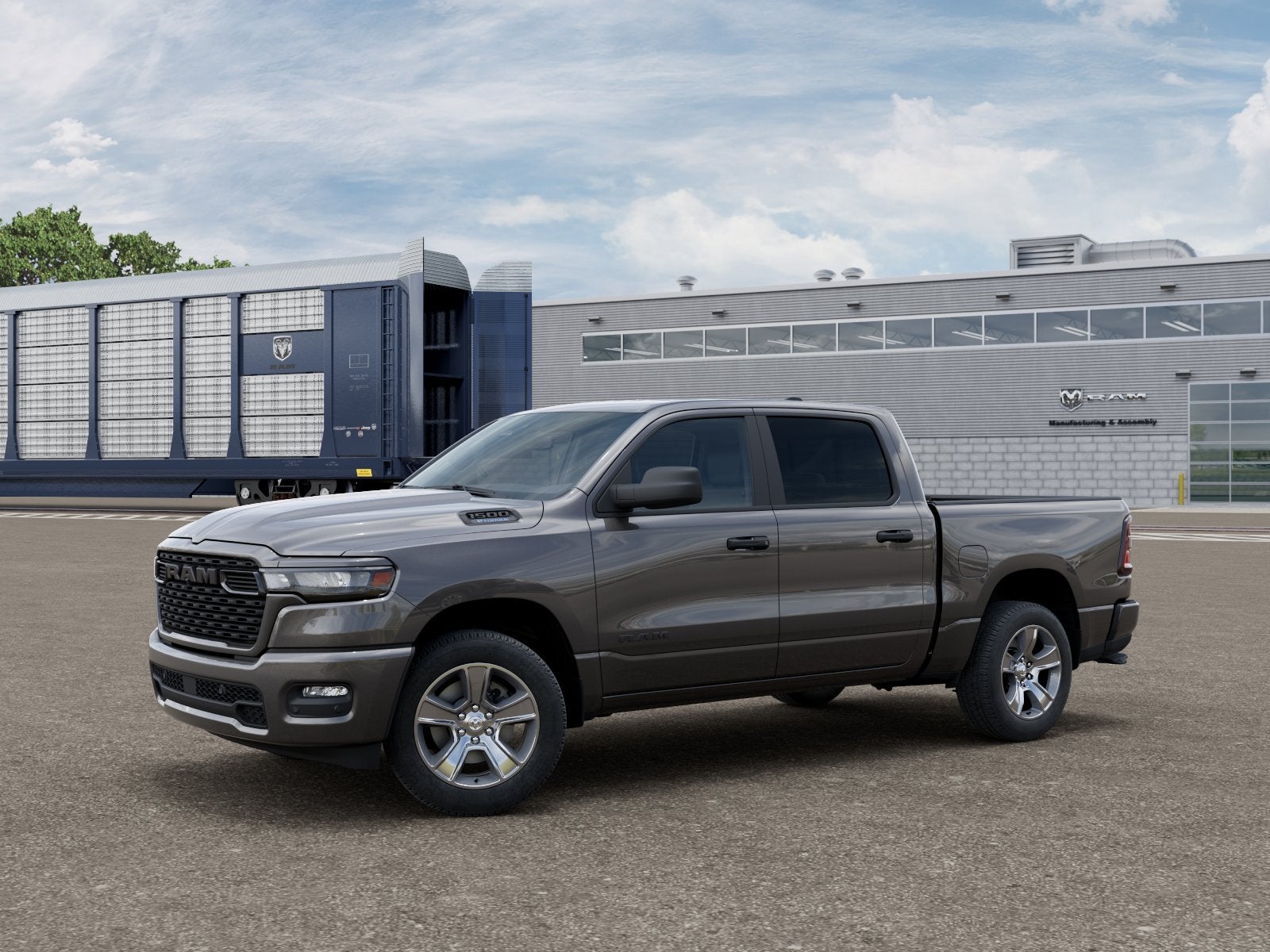 2026 RAM Ram 1500 RAM 1500 EXPRESS CREW CAB 4X2 5'7' BOX in Granite Crystal Metallic Clear-Coat Exterior Paint — front three-quarter view
