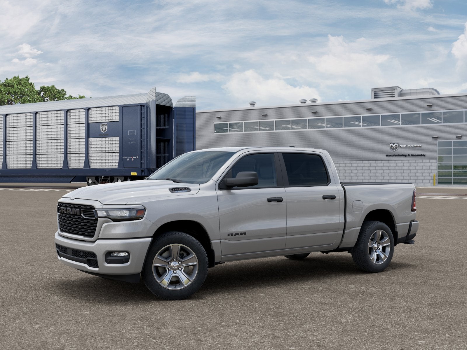 2026 RAM Ram 1500 RAM 1500 EXPRESS CREW CAB 4X2 5'7' BOX in Silver Zynith Exterior Paint — front three-quarter view